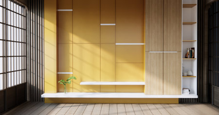 Cabinet wall in living room interior modern minimalist style.の写真素材