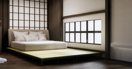 Modern Bedroom design with decoration at room modern japan style.3D renderingの写真素材