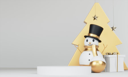 Theme Christmas product display stand minimal .3D rendering
