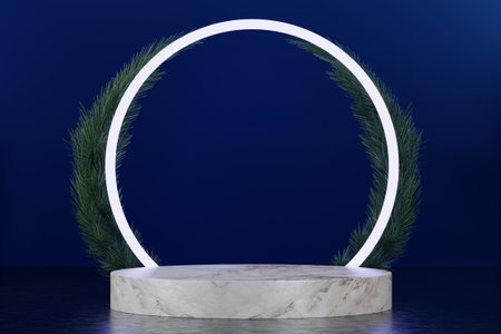 Dark blue geometric background, japanese style podium blue concept .3d rendering