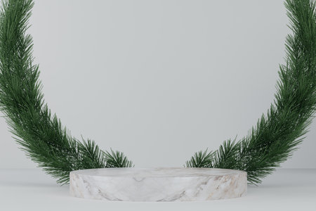 white stage podium decoration suitable for products.3D renderingの写真素材