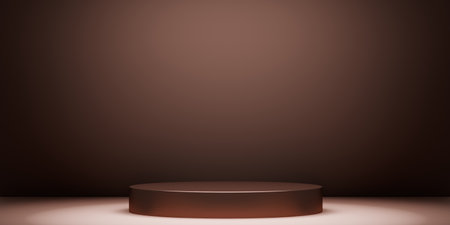 mocha tone Fashion product background stand podium display with blank backdrops.の写真素材