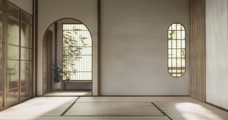 Scene tatami mat floor on room japanese traditional style.の写真素材