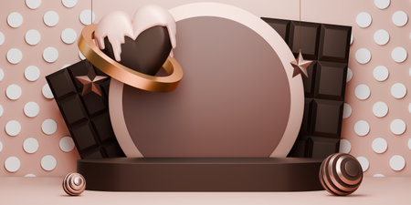 mosha style valentine style stand product podium display with blank backdrops.