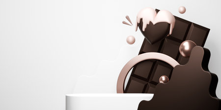 valentine white and chocolate style stand product podium display with blank backdrops.