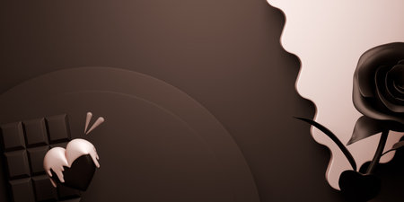 valentine white and chocolate style stand product podium display with blank backdrops.の写真素材