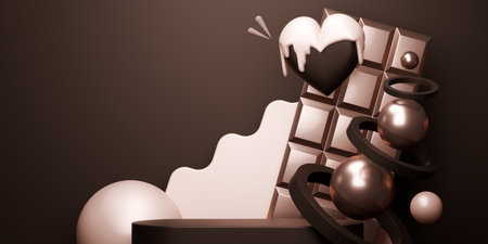 valentine white and chocolate style stand product podium display with blank backdrops.