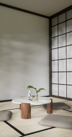Japan Room Design Japanese style. 3D renderingの写真素材