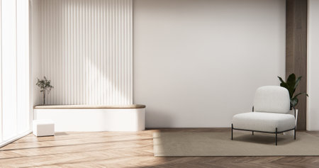 Living room has sofa with mockup and decorated decortion in the white wall background.3d renderingの写真素材