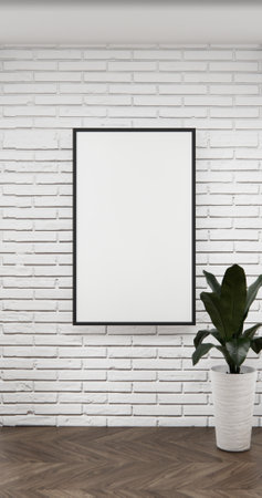 Mock up interior room and wood white color wall background 3D illustration renderingの写真素材