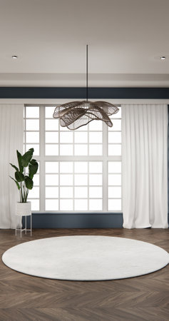 Gray blue Big living area in luxury room modern style decoration.3D renderingの写真素材