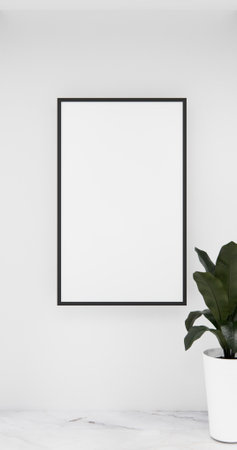 Mock up interior room and wood white color wall background 3D illustration renderingの写真素材