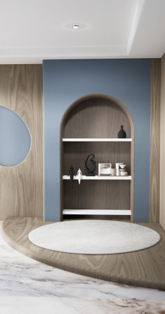 Gray blue Big living area in luxury room modern style decoration. 3D renderingの写真素材