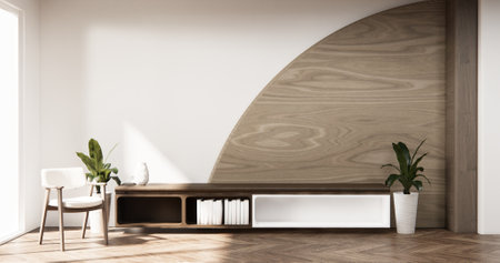 Mock up Tv cabinet in modern empty room japanese minimal designs, 3d renderingの写真素材