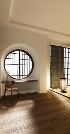Empty wooden room ,Cleaning room interior, 3D renderingの写真素材