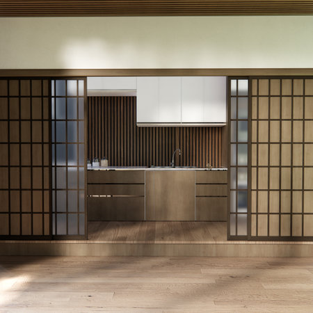 Kitchen room japanese style.3D renderingの写真素材