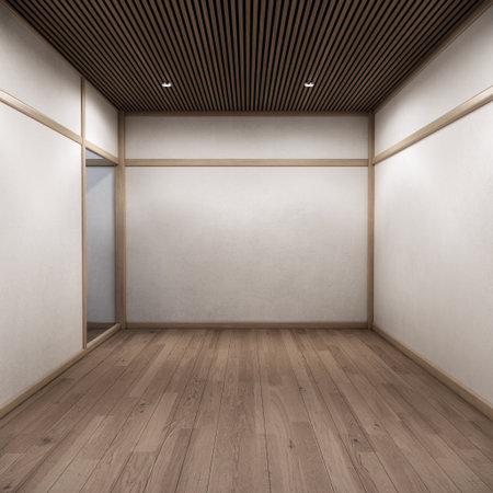 Mock up Cabinet design on earth tone wood room interior modern style .3D renderingの写真素材