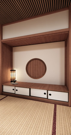 Tatami mat floor, room japanese traditional style. 3D renderingの写真素材