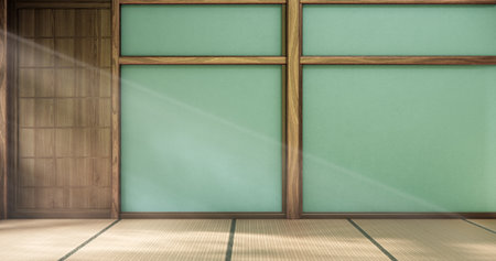 Mock up Big room very Luxury zen style, Designed specifically in Japanese style, empty mint room. 3D renderingの写真素材