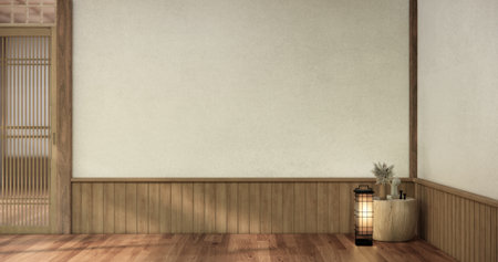 Empty room,Clean japanese minimalist room interior, 3D renderingの写真素材