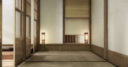Empty room,Clean japanese minimalist room interior, 3D renderingの写真素材