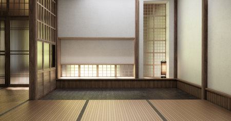 Empty room,Clean japanese minimalist room interior, 3D renderingの写真素材