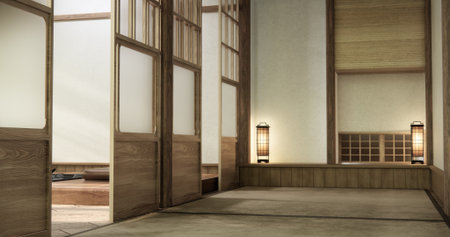 Empty room,Clean japanese minimalist room interior, 3D renderingの写真素材