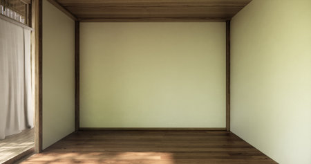 Architecture and interior concept Empty room and wood floor background 3D illustration renderingの写真素材