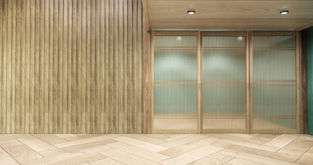 blue color room interior with wall japanese design.3d rendering
