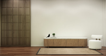 interior design has a armchair on empty room japanese design,3D renderingの写真素材