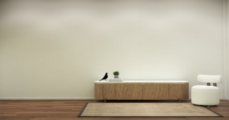 interior design has a armchair on empty room japanese design, 3D renderingの写真素材