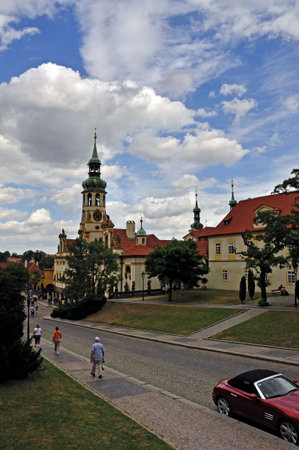 Cloister Loreto in Prague during cloudy dayの写真素材