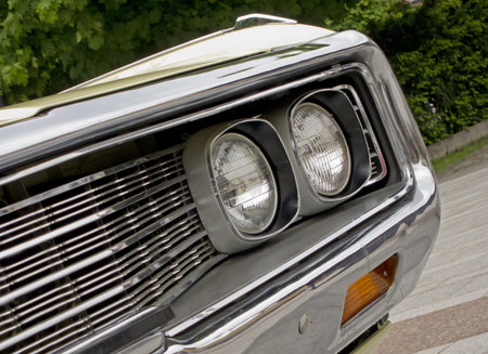 Headlight on old american muscle sports carのeditorial素材