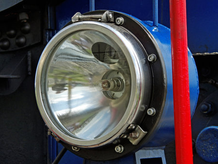 Close detail of a steam train headlampの写真素材