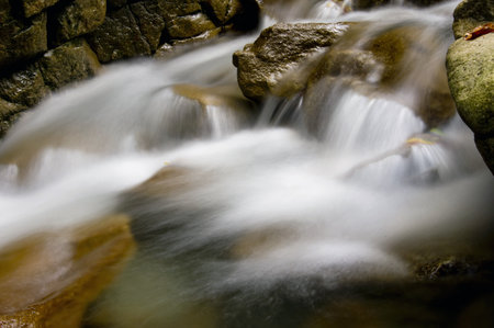 Small waterfalls in deep forest of Beskydy Mountainsの写真素材