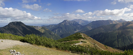 Panorama of the Western Tatras (Rohace) from Lucna peak in Poland and Slovakia borderの写真素材
