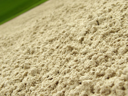 Detail of brown sand in volleyball fieldの写真素材
