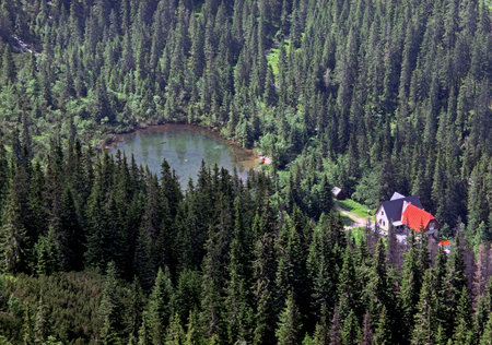 Tatliak lake (Tatliakovo pleso) in Western Tatras (Rohace)の写真素材
