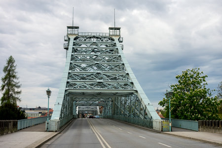 Famous Blaues Wunder bridge in Germany, Dresdenの写真素材