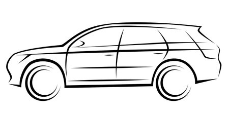 Illustration of a SUV or station wagon car with a dynamic silhouetteのイラスト素材