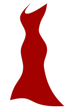 Vector illustration of a dynamic red woman dress on a white backgroundのイラスト素材