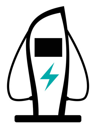 Vector illustration of a charging point for electric vehicles (EVs) showing a sustainable future of transportationのイラスト素材