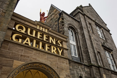 EDINBURGH, UNITED KINGDOM - JULY 29, 2019: The entrance to the Queens Gallery museum and Holyrood Palace, the Scottisg residence of the British royal family.のeditorial素材