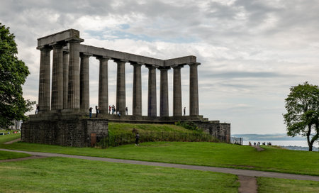 EDINBURGH, UNITED KINGDOM - JULY 30, 2019: The famous National Monument of Scotland memorial to commemorate Scottish soldiers who died in the Napoleonic Warsのeditorial素材