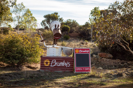 KULIN, WESTERN AUSTRALIA - JULY 1, 2018: The funny cook statue made from tins and metal garbage at...