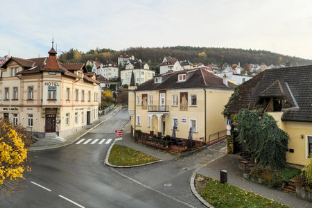 LUHACOVICE, CZECH REPUBLIC - NOVEMBER 17, 2019: View at Luhacovice spa city, Masarykova and Zatloukalova streetのeditorial素材