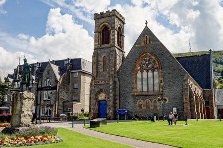 FORT WILLIAM - AUGUST 3, 2019: Duncansburgh MacIntosh Church in a nice sunny summer weather with...