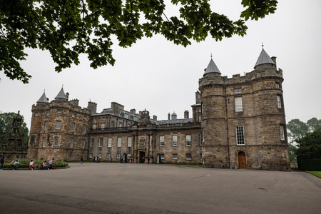 EDINBURGH, SCOTLAND - JULY 29, 2019: The courtyard of the Holyrood Palace, royal residence in...
