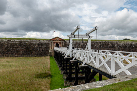 FORT GEORGE - AUGUST 7, 2019: The Principal Bridge above the Principal Ditch in Fort George in Scotland near Invernessのeditorial素材