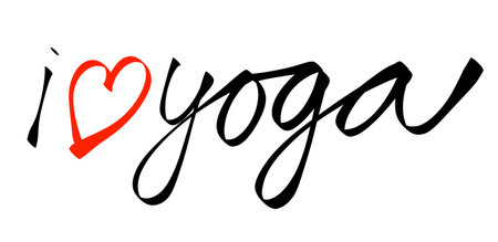 I Love Yoga text with a red heart for people loving this form of physical exerciseの写真素材